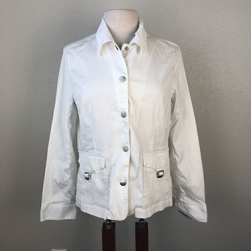 NWT Evan Picone White Button Down Jacket Size 10